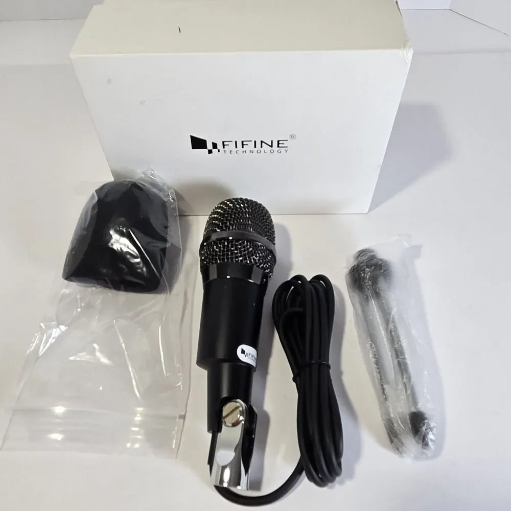 FIFINE K6 Wired Dynamic Microphone Handheld Vocal Karaoke Mic w/ Box Accessories
